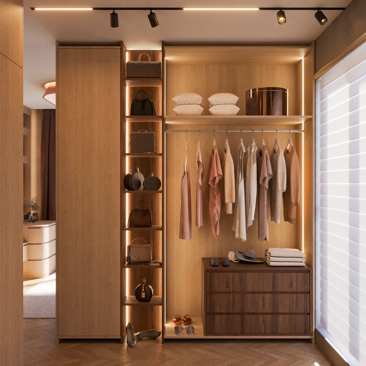 Açık Raflı Giyinme Alanları