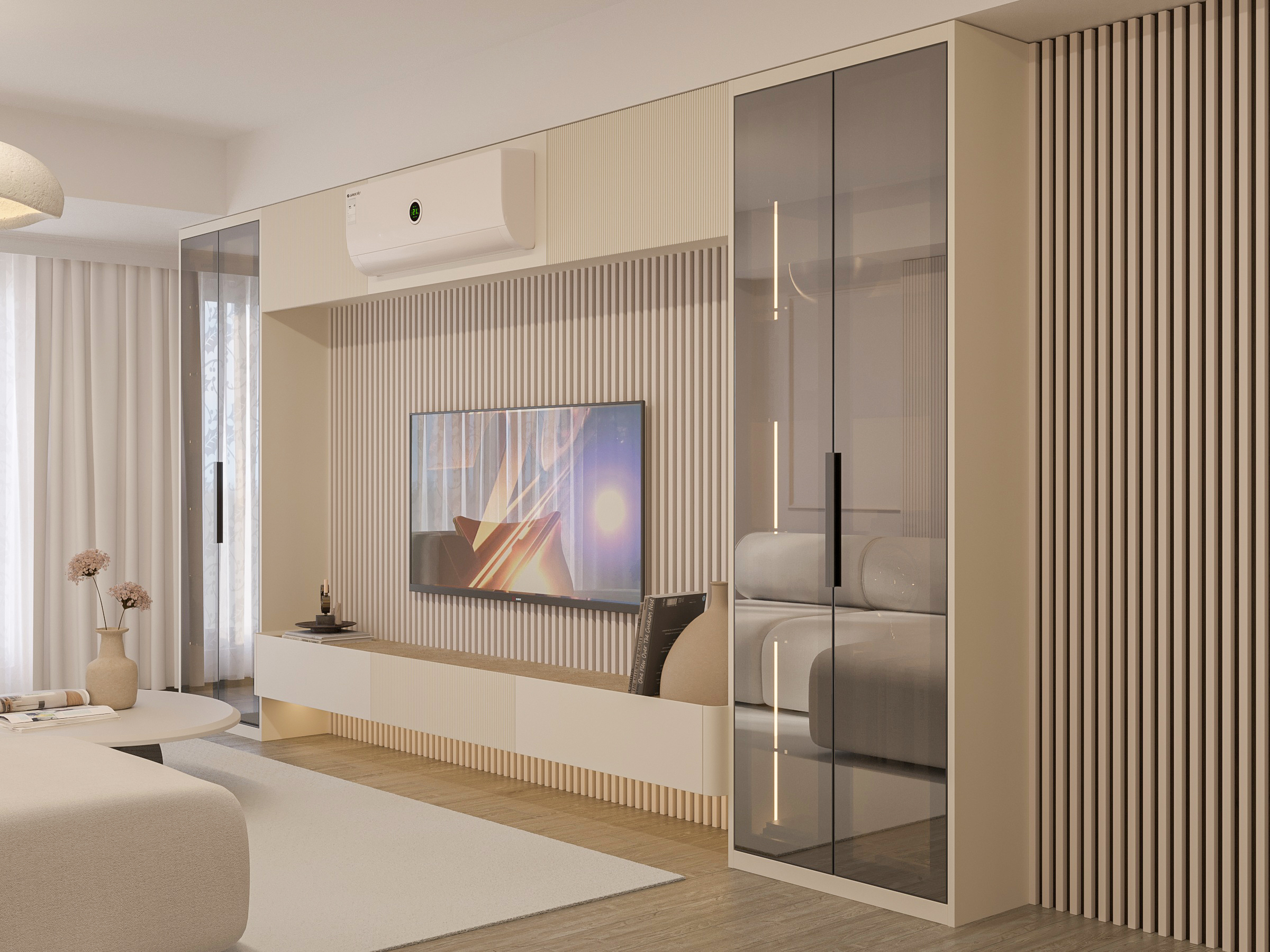 Cream Lacquer TV Unit