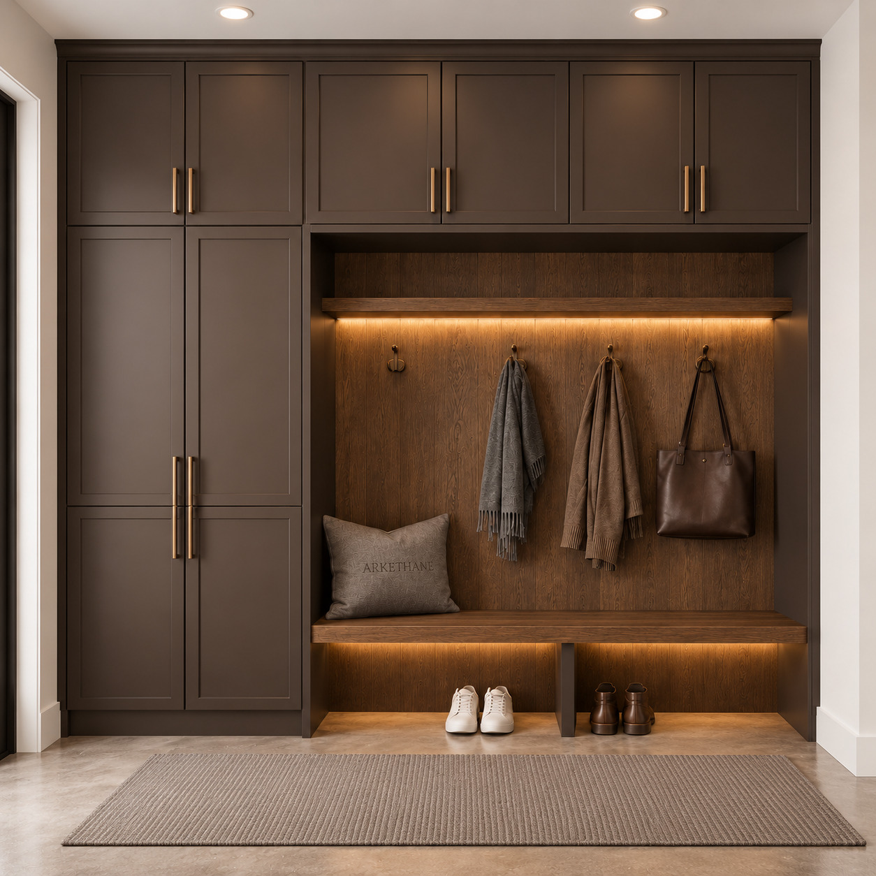 Modern Hallway Wardrobe with Anthracite/Dark-Chocolate Shaker Doors