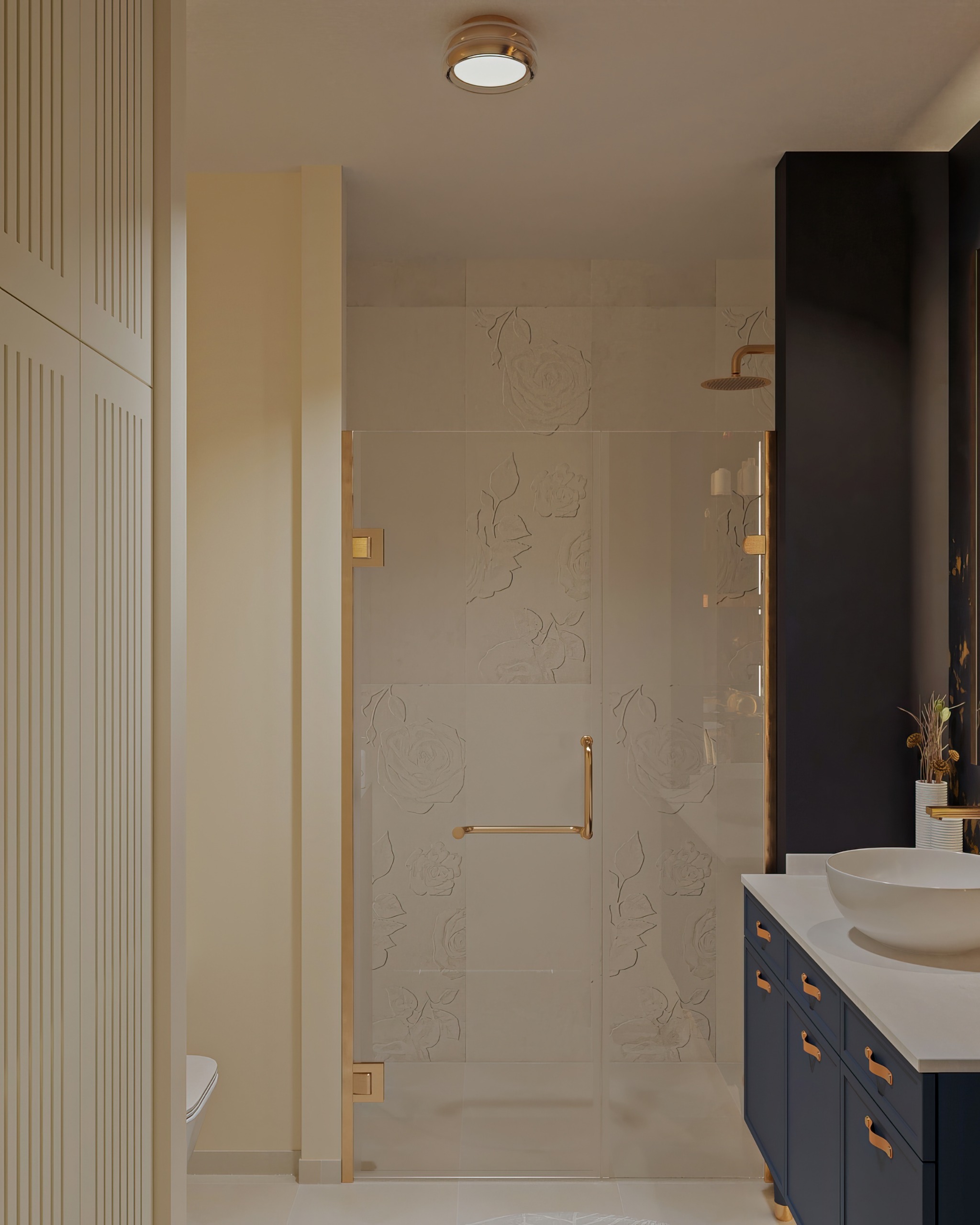 Dark Blue Country Bathroom