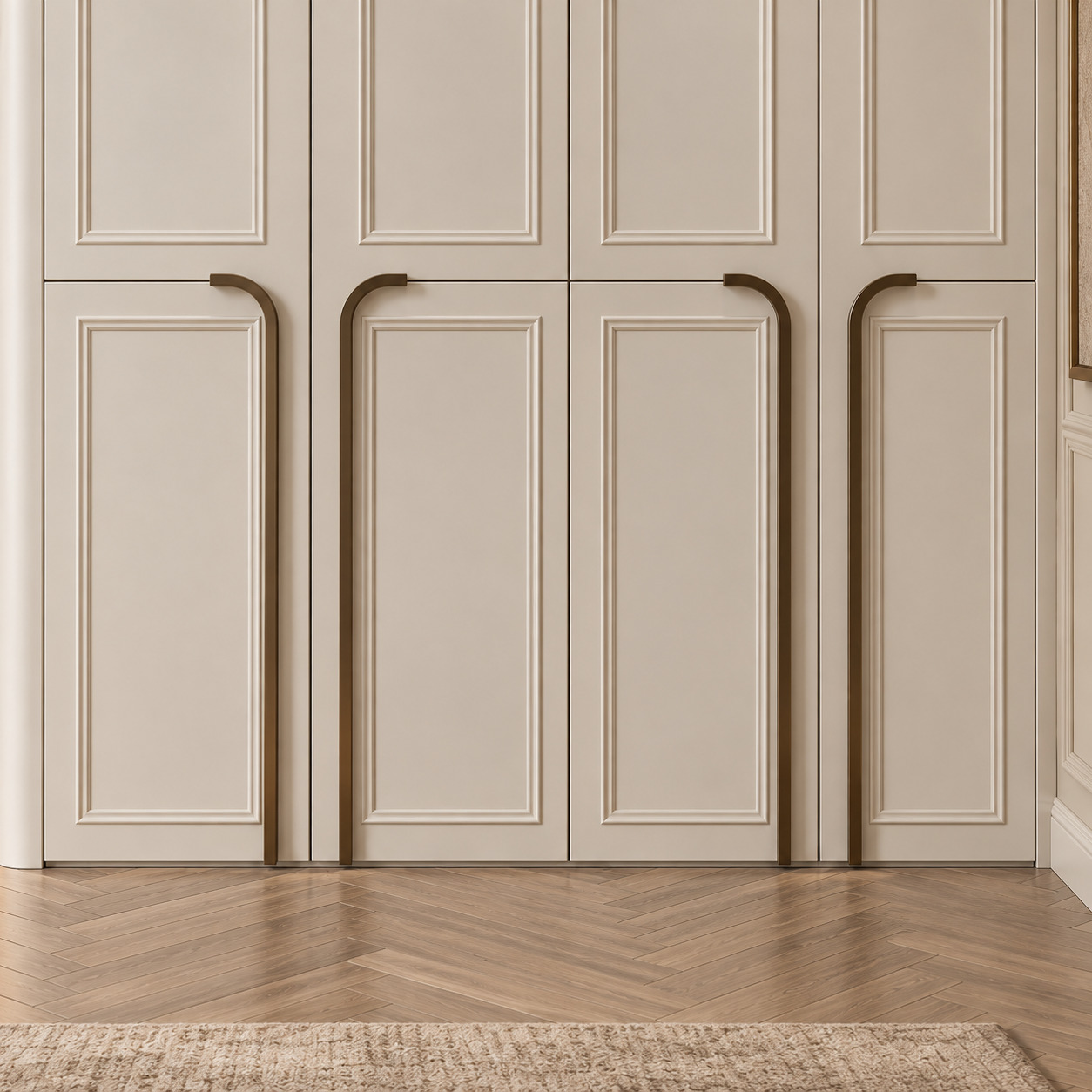 Wardrobe Designs with Glass Display | Neoclassical Bedroom Storage