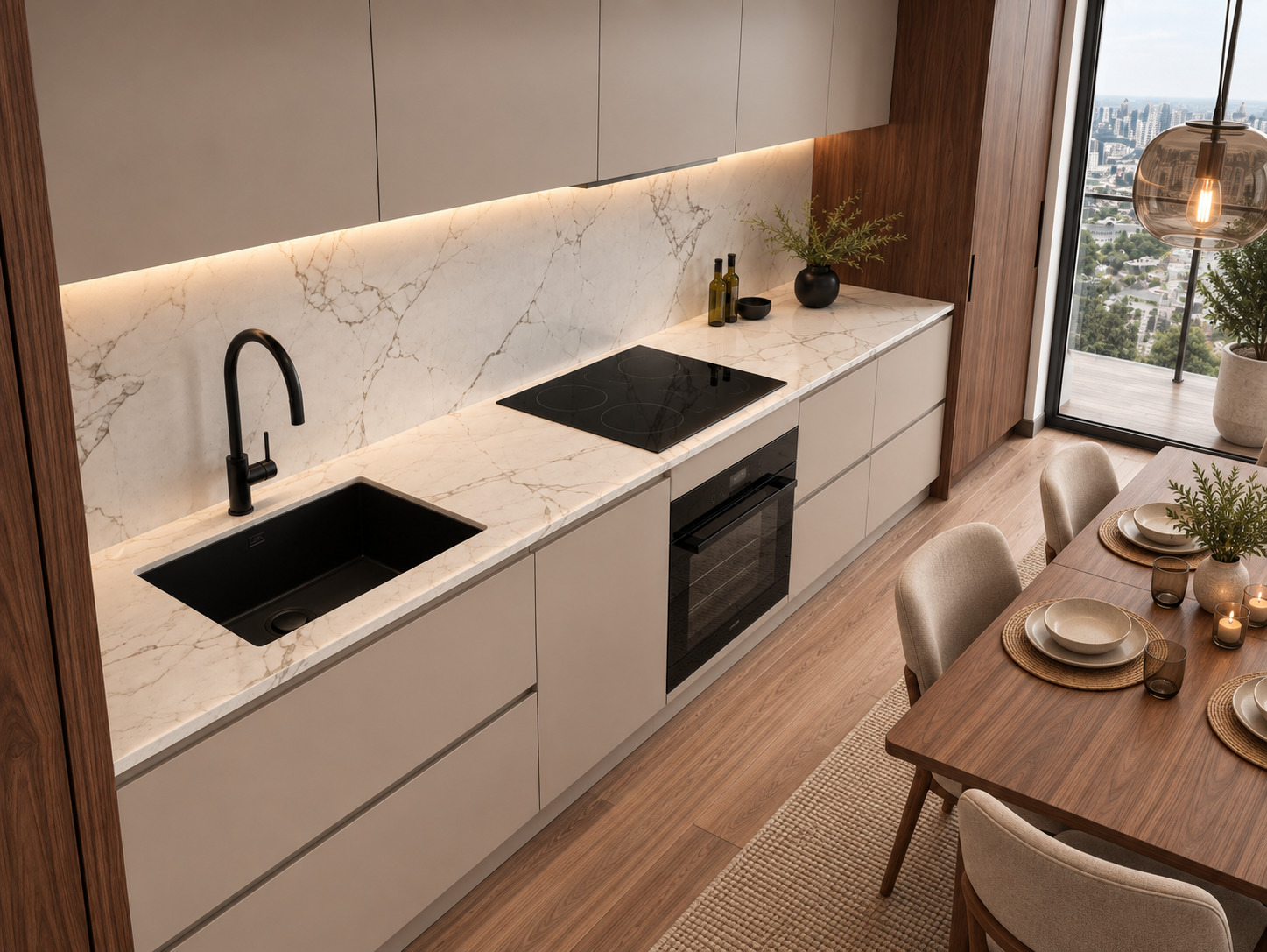Wood-Front Kitchen