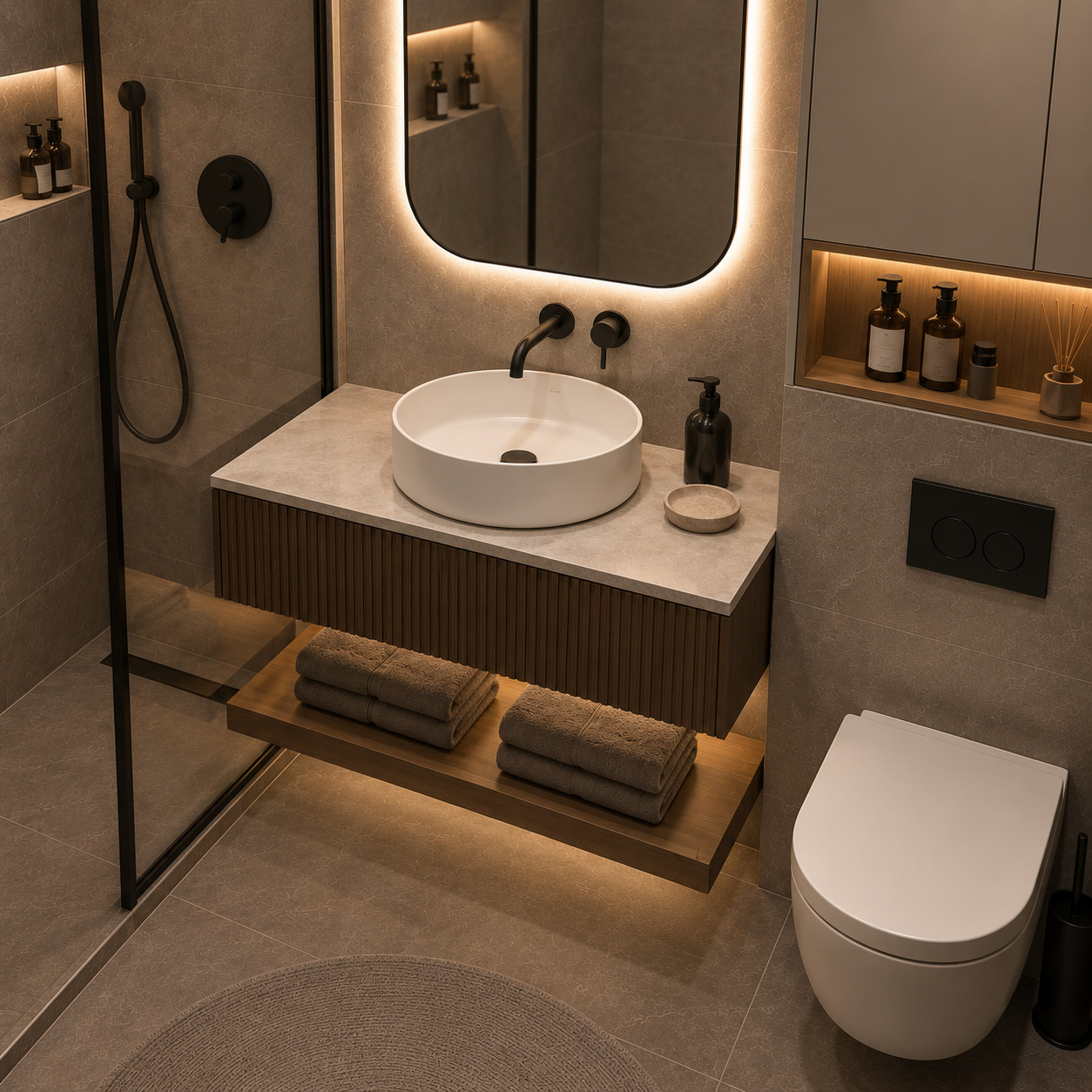 Contemporary Walk-in Shower Bathroom
