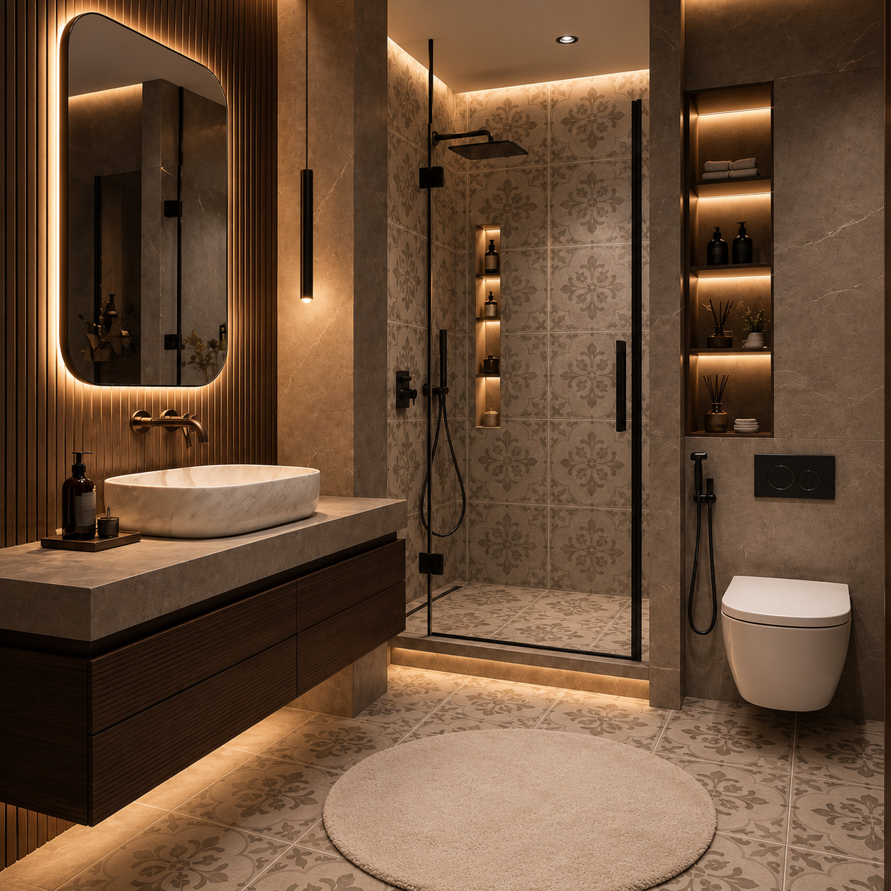 Dark Wood Modern Bathroom