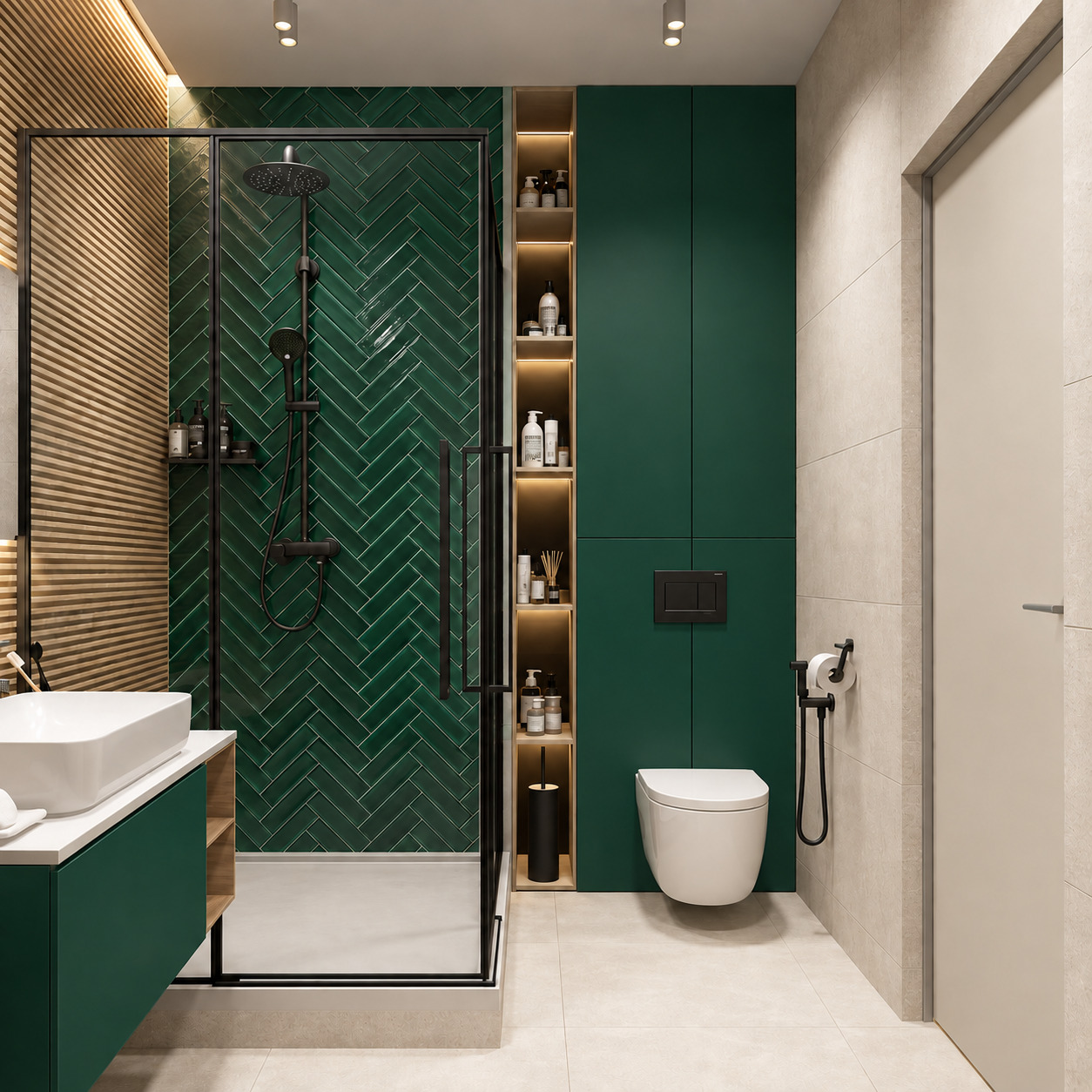 Zümrüt Yeşili Modern Banyo