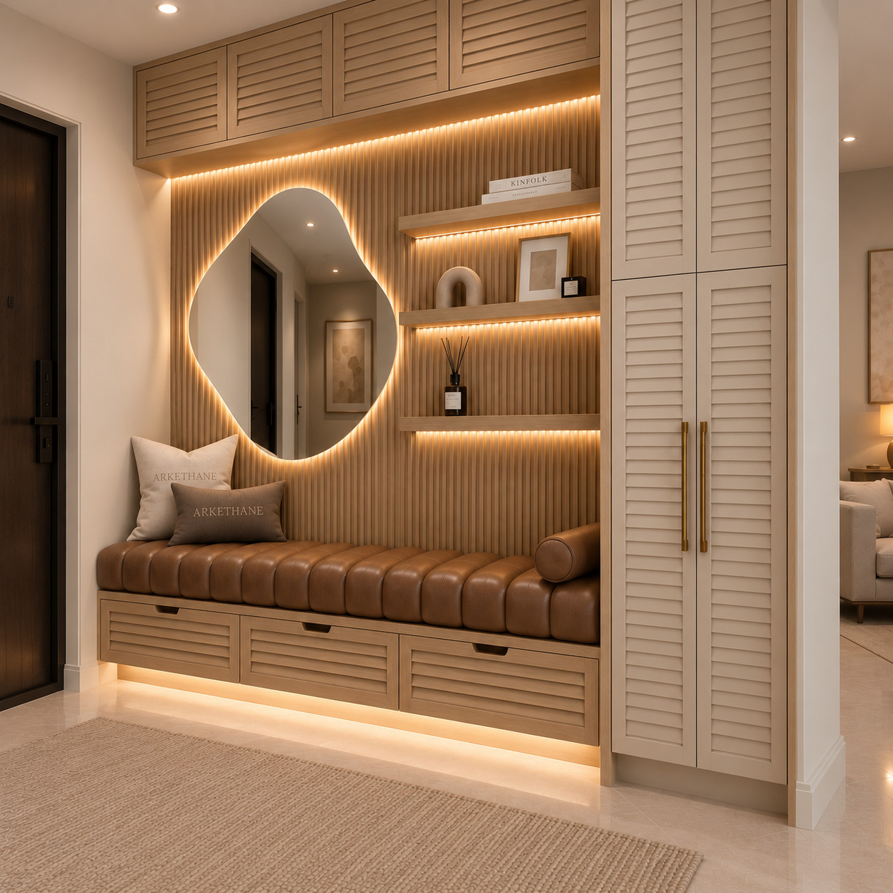Modern Entrance Wardrobe with Louvre Doors