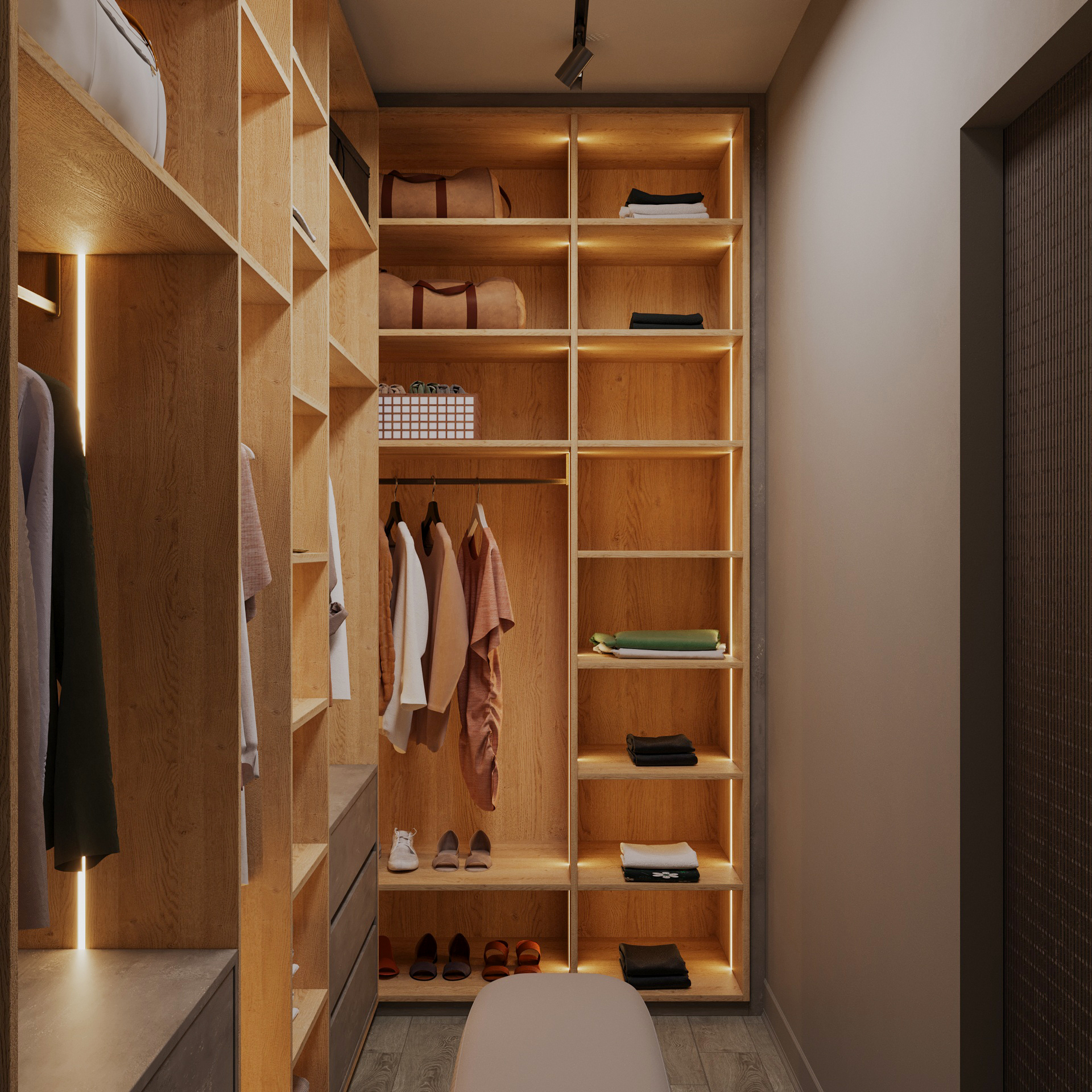 Open Shelf Oak Dressing Wardrobe