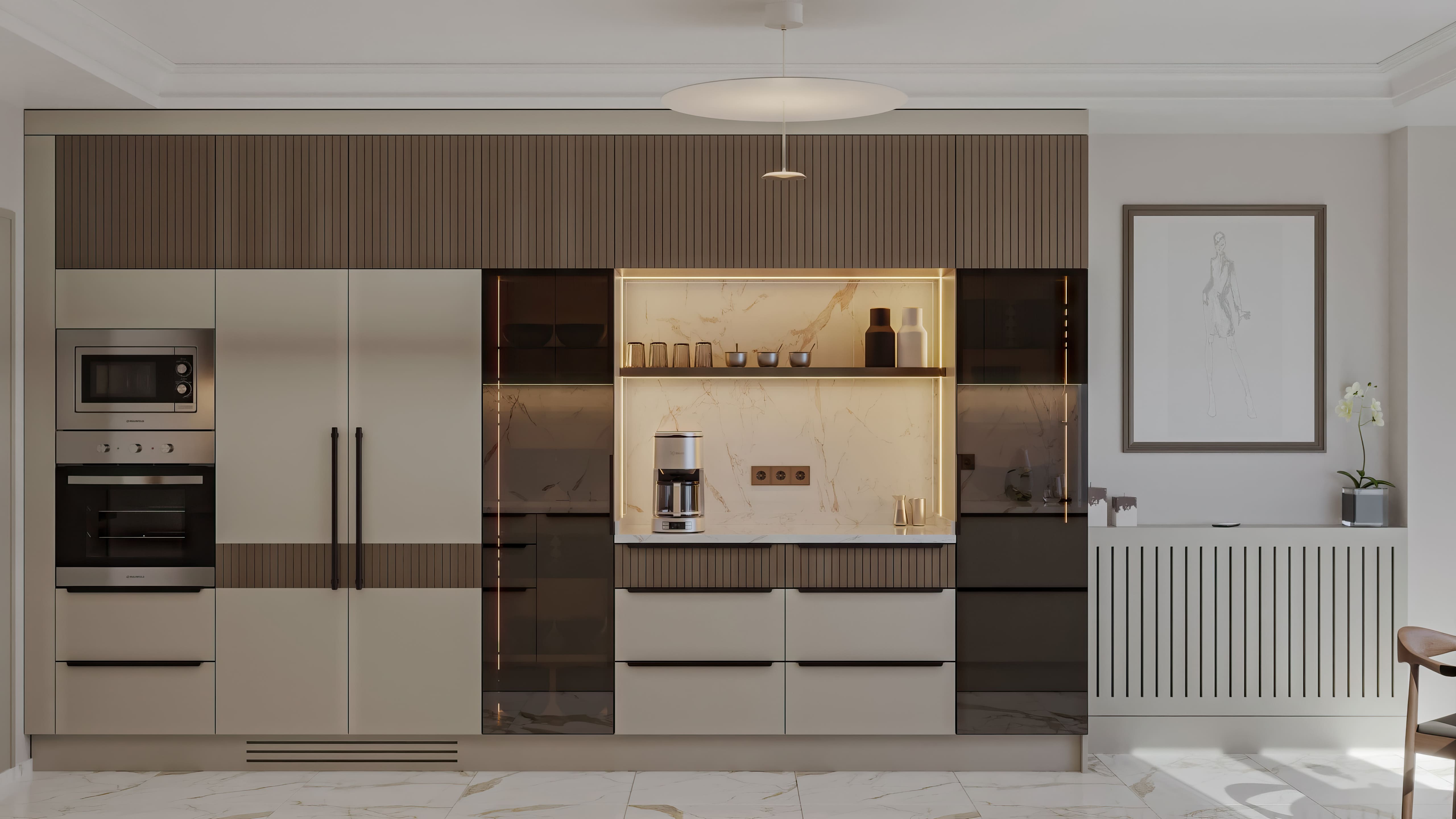 Smoked Glass & Calacatta Kitchen