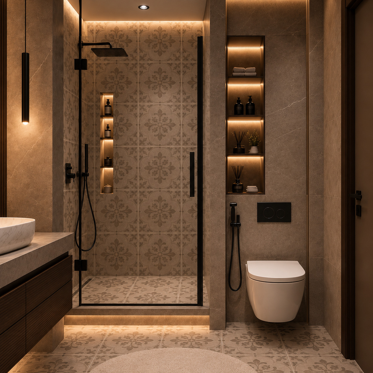 Koyu Ahşap Banyo