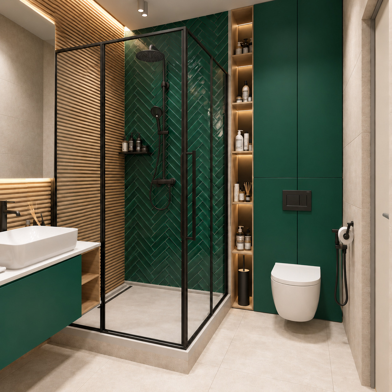 Zümrüt Yeşili Modern Banyo