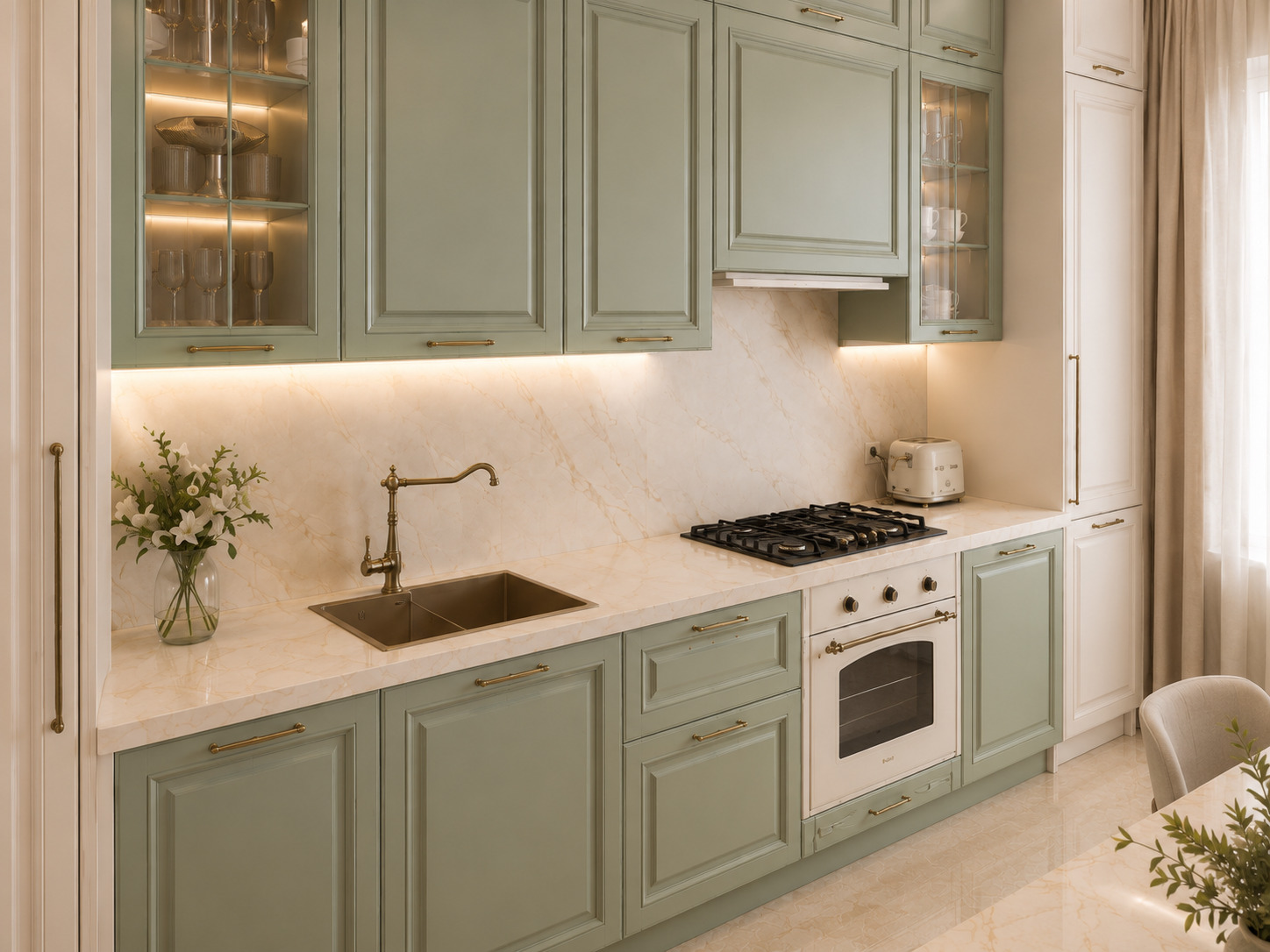 Sage Green Lacquer Kitchen