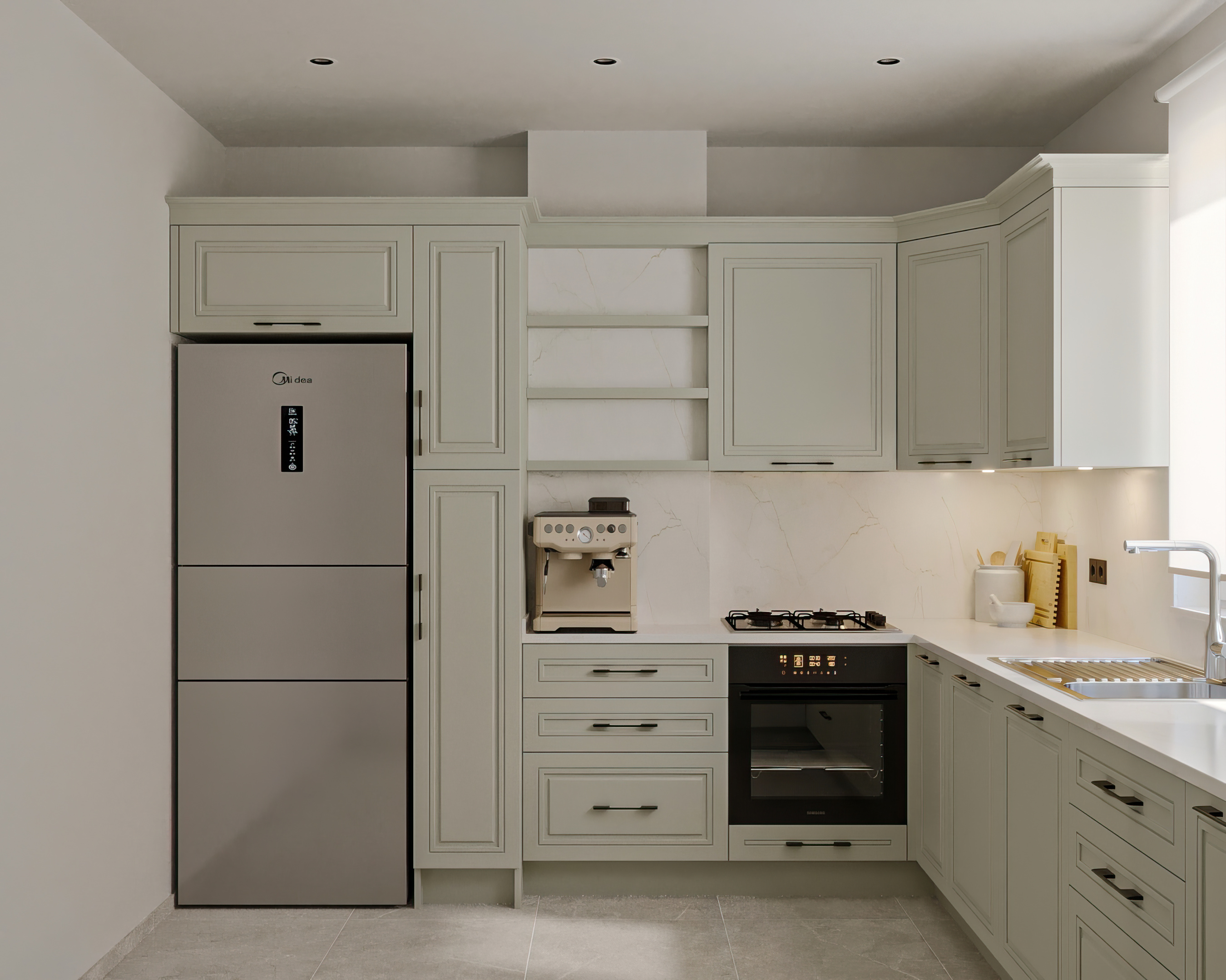 Neoclassical Lacquer Kitchen