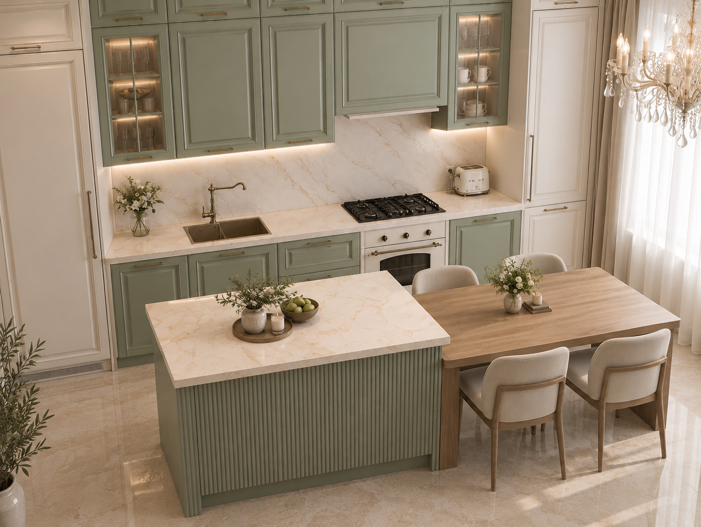 Sage Green Lacquer Kitchen