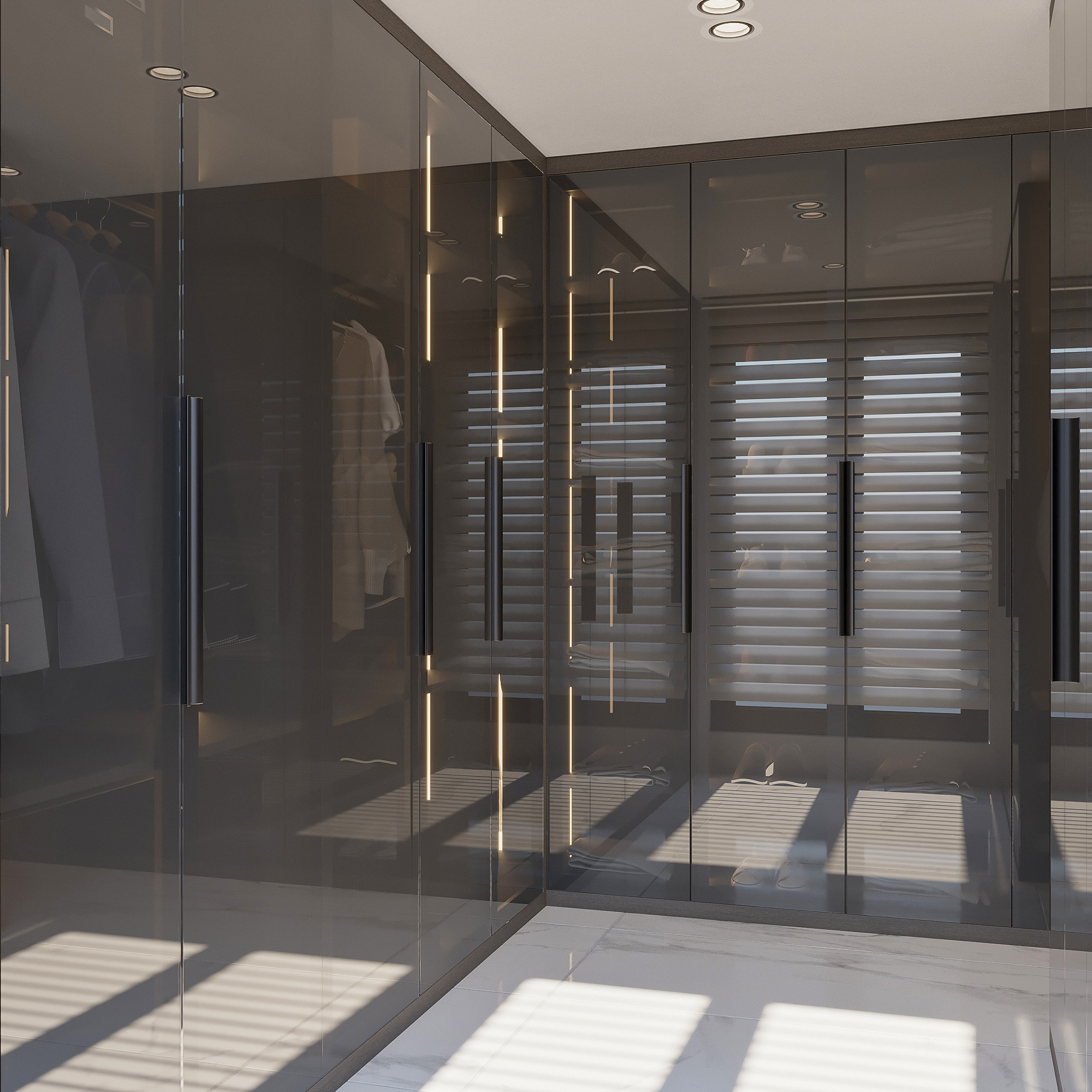 Füme Cam Kapaklı Giyinme Alanı