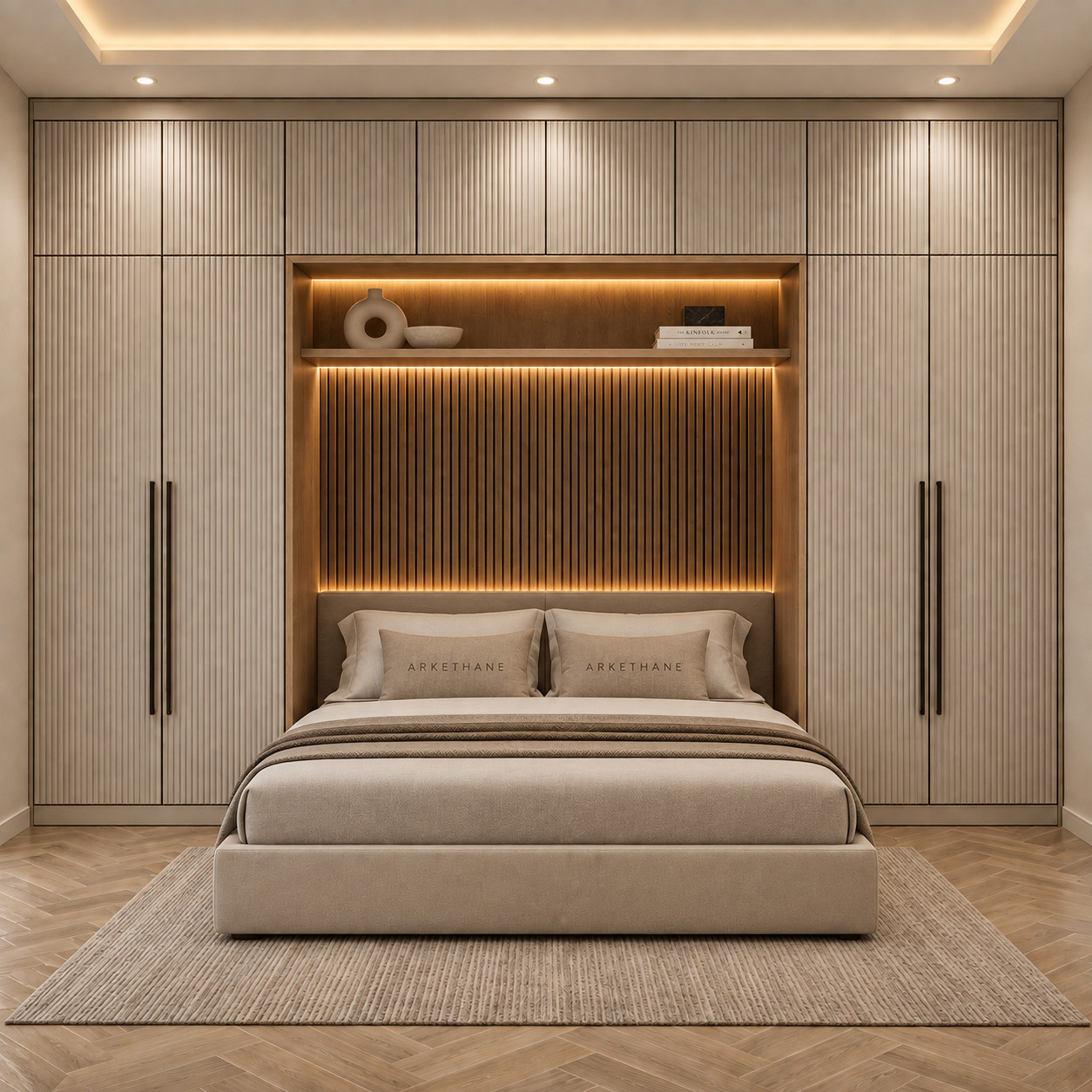 Over-Bed Wardrobe Solutions | Off-White Lacquered Bedroom Storage