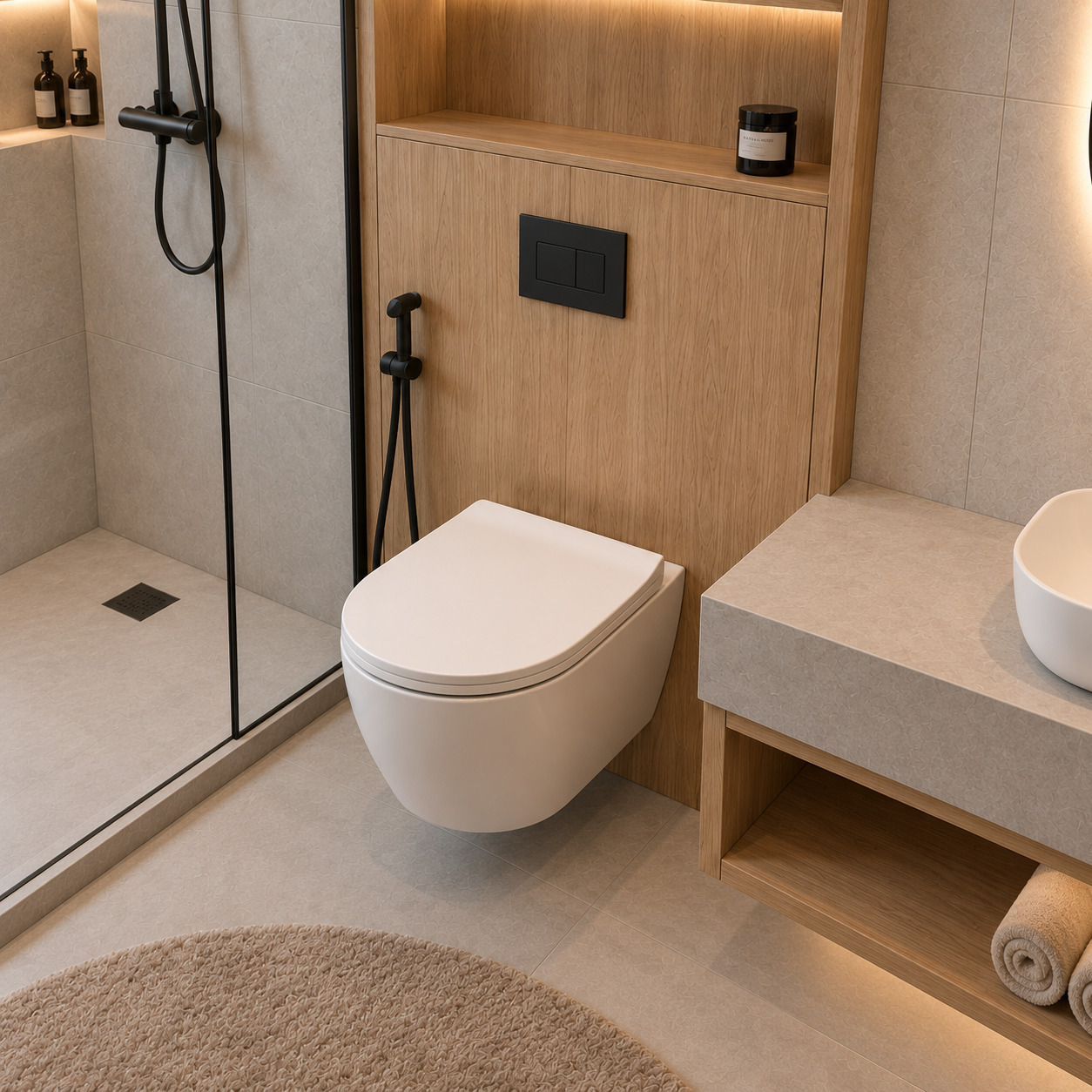 Scandinavian Bathroom with a Vessel Basin