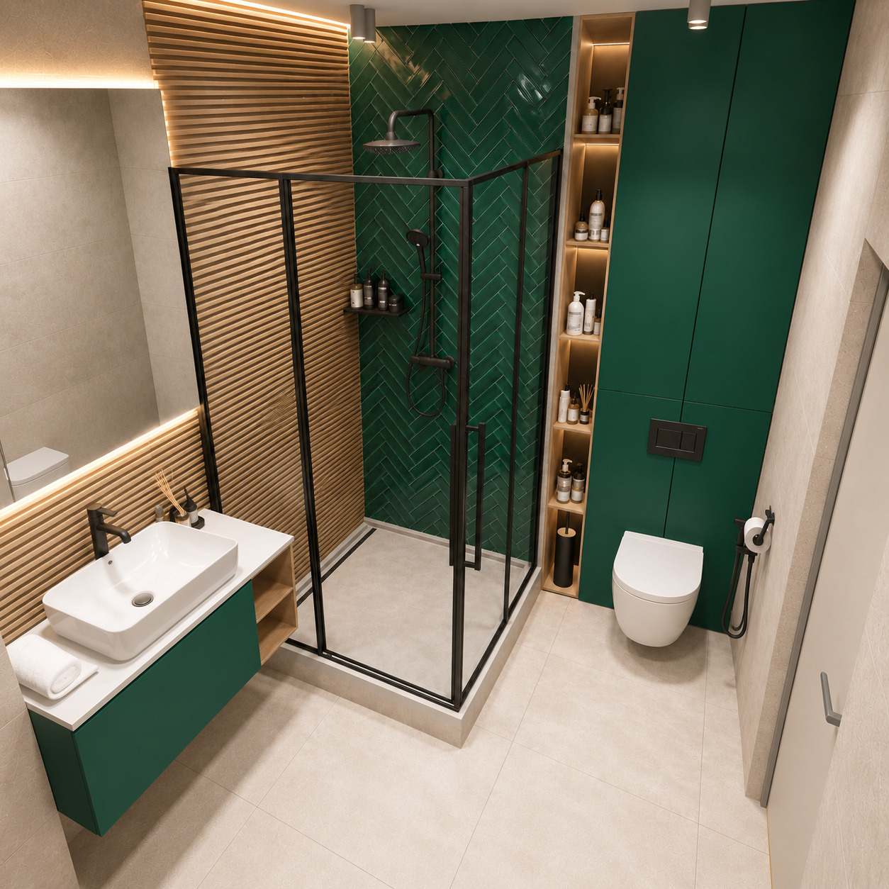 Zümrüt Yeşili Modern Banyo