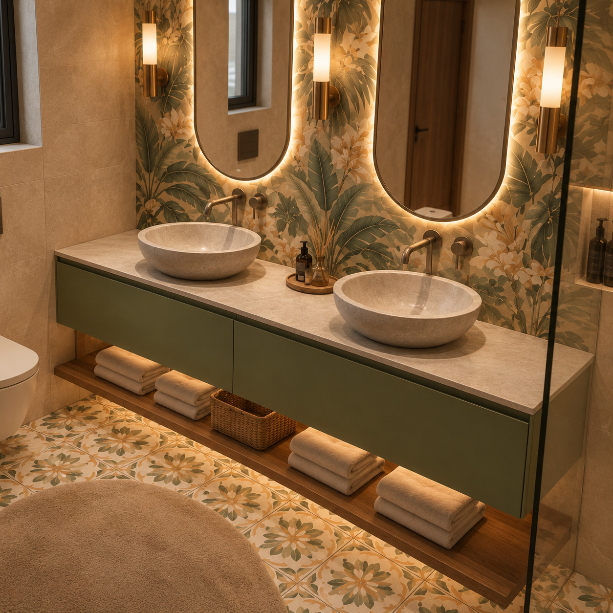 Green Vanity Designs | Double-Basin Villa Bathroom