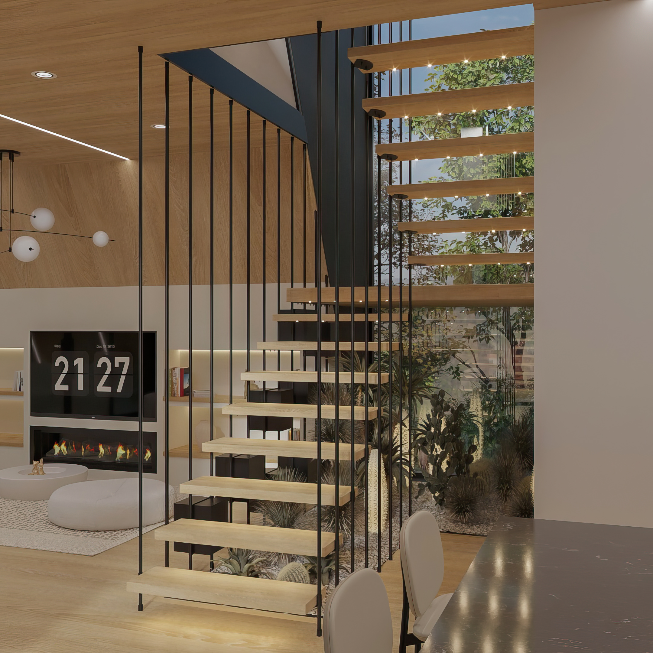 White & Wooden TV Unit Design