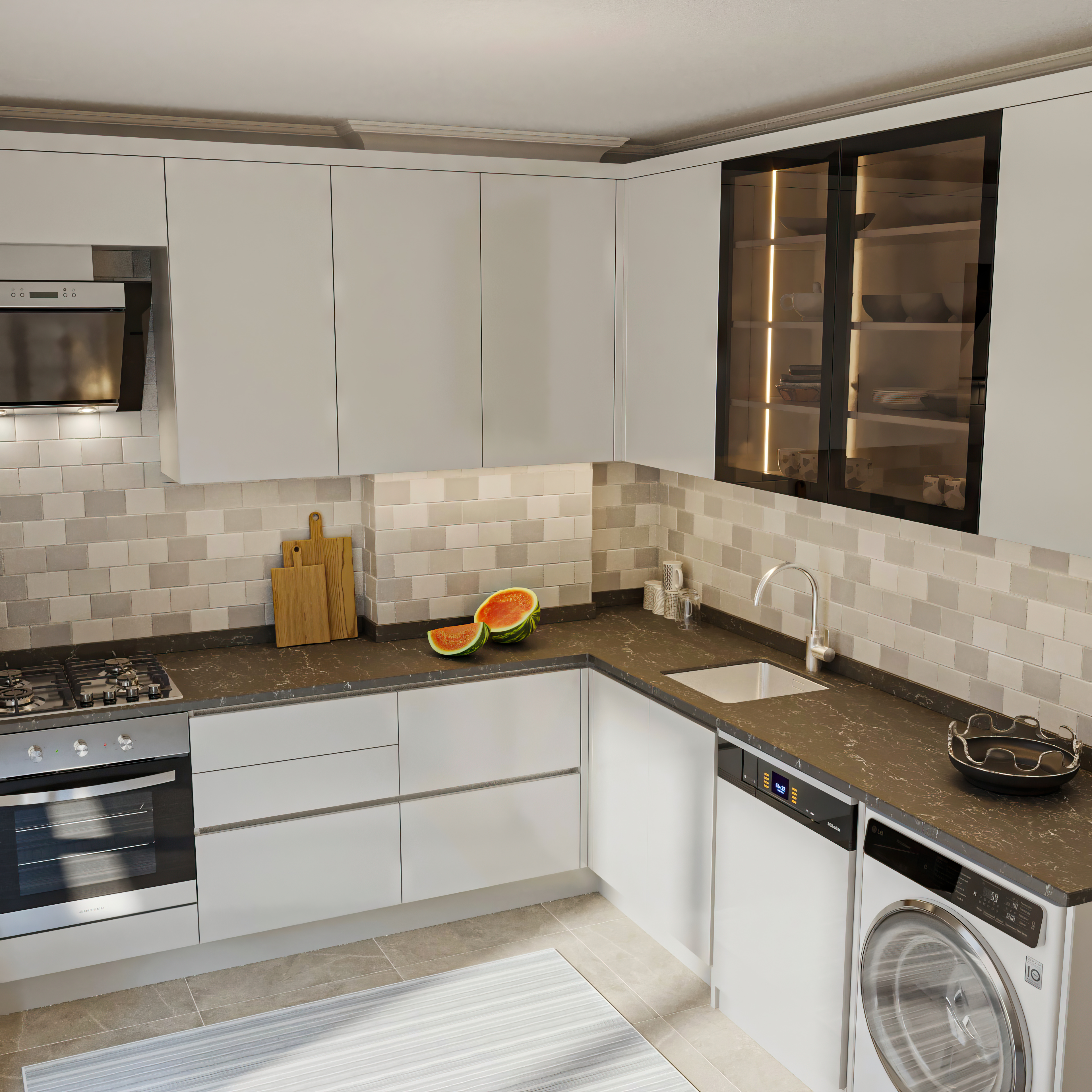 Ice Grey Acrylic Kitchen Design