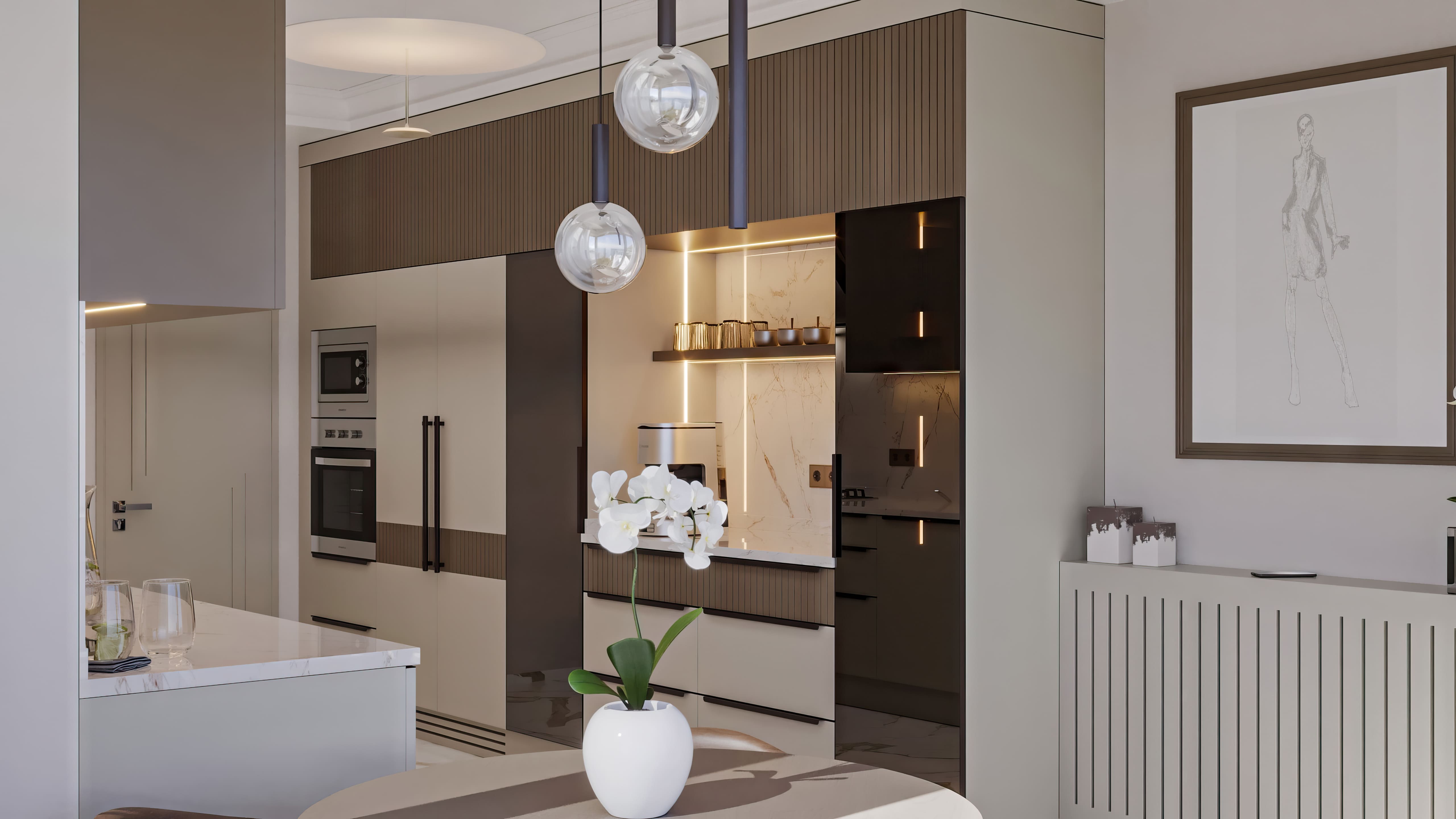 Smoked Glass & Calacatta Kitchen