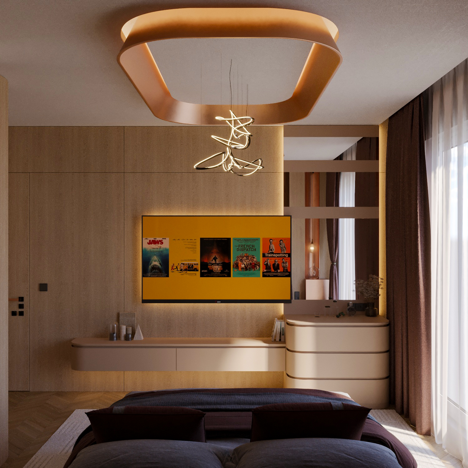 Bedroom Cream TV Unit