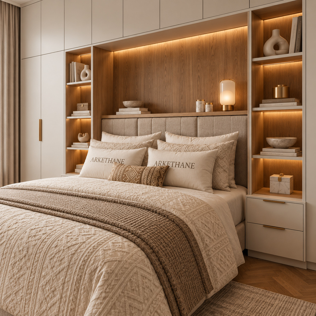 Modern Over-Bed Wardrobe Design | Bridging Storage Cabinets