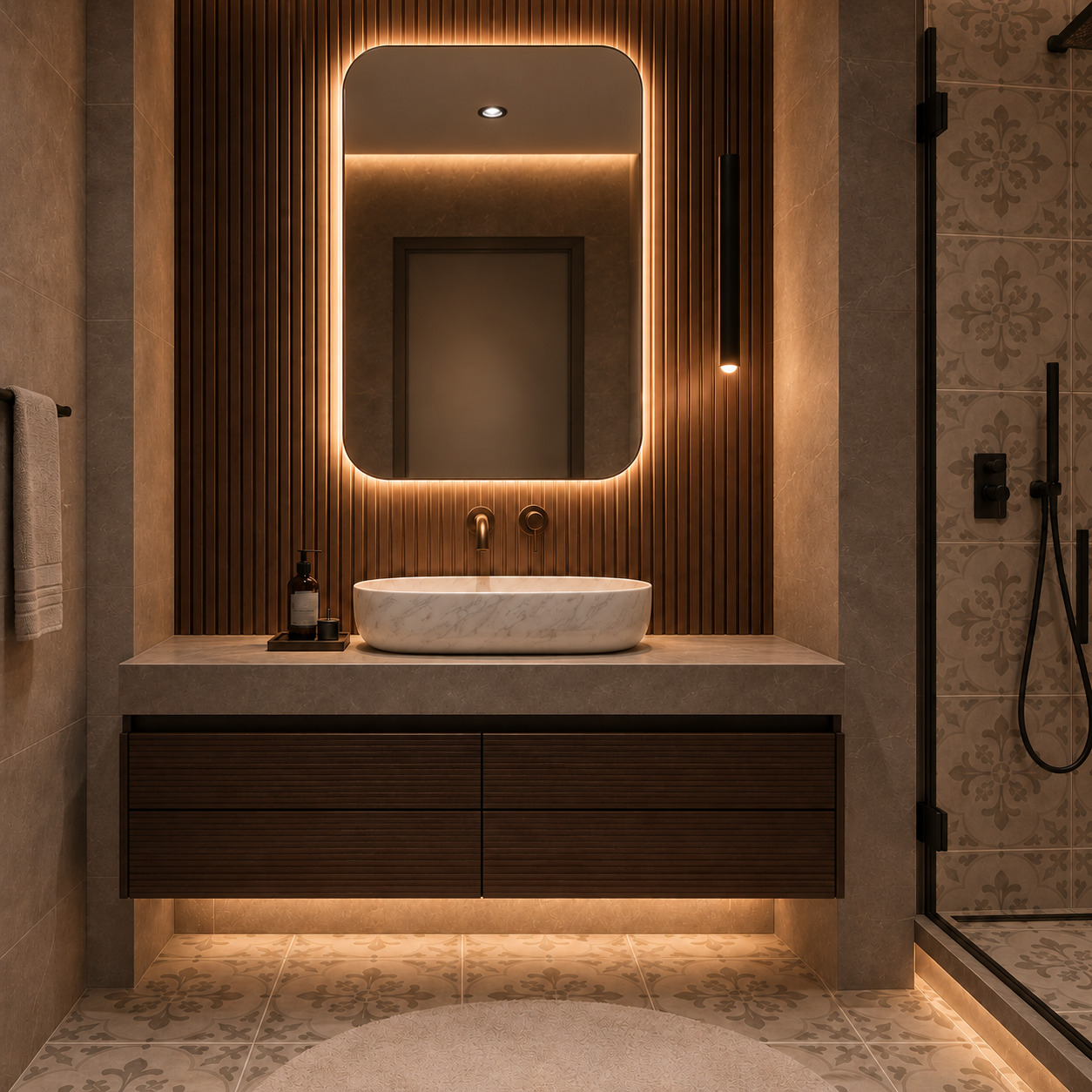 Koyu Ahşap Banyo
