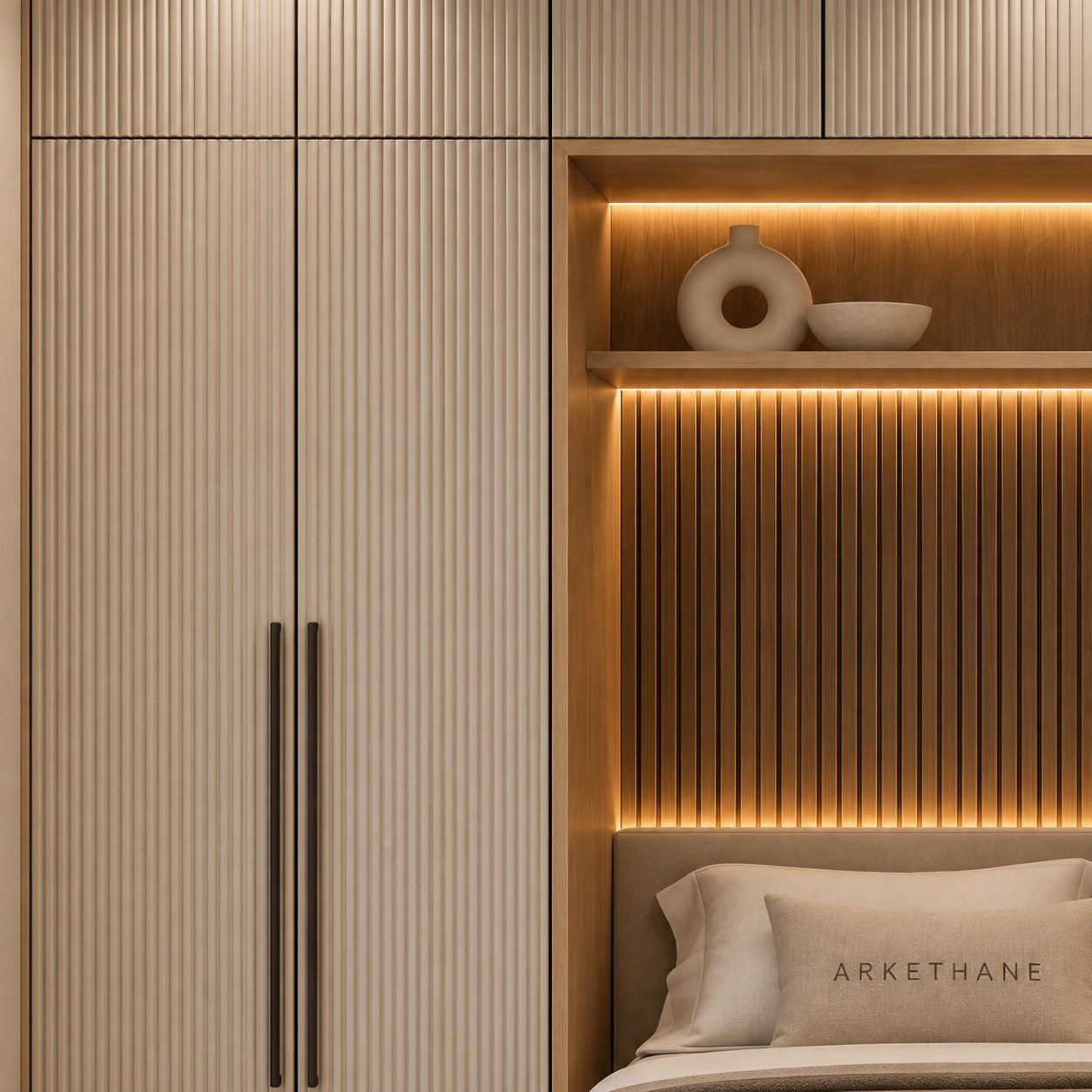 Over-Bed Wardrobe Solutions | Off-White Lacquered Bedroom Storage