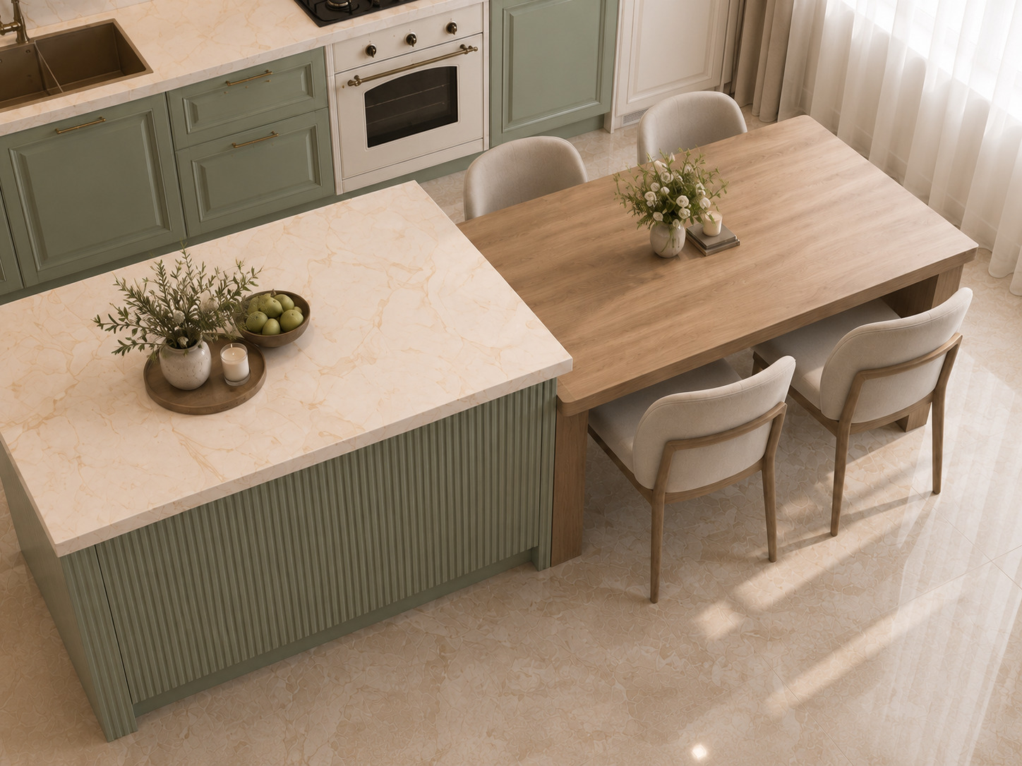 Sage Green Lacquer Kitchen