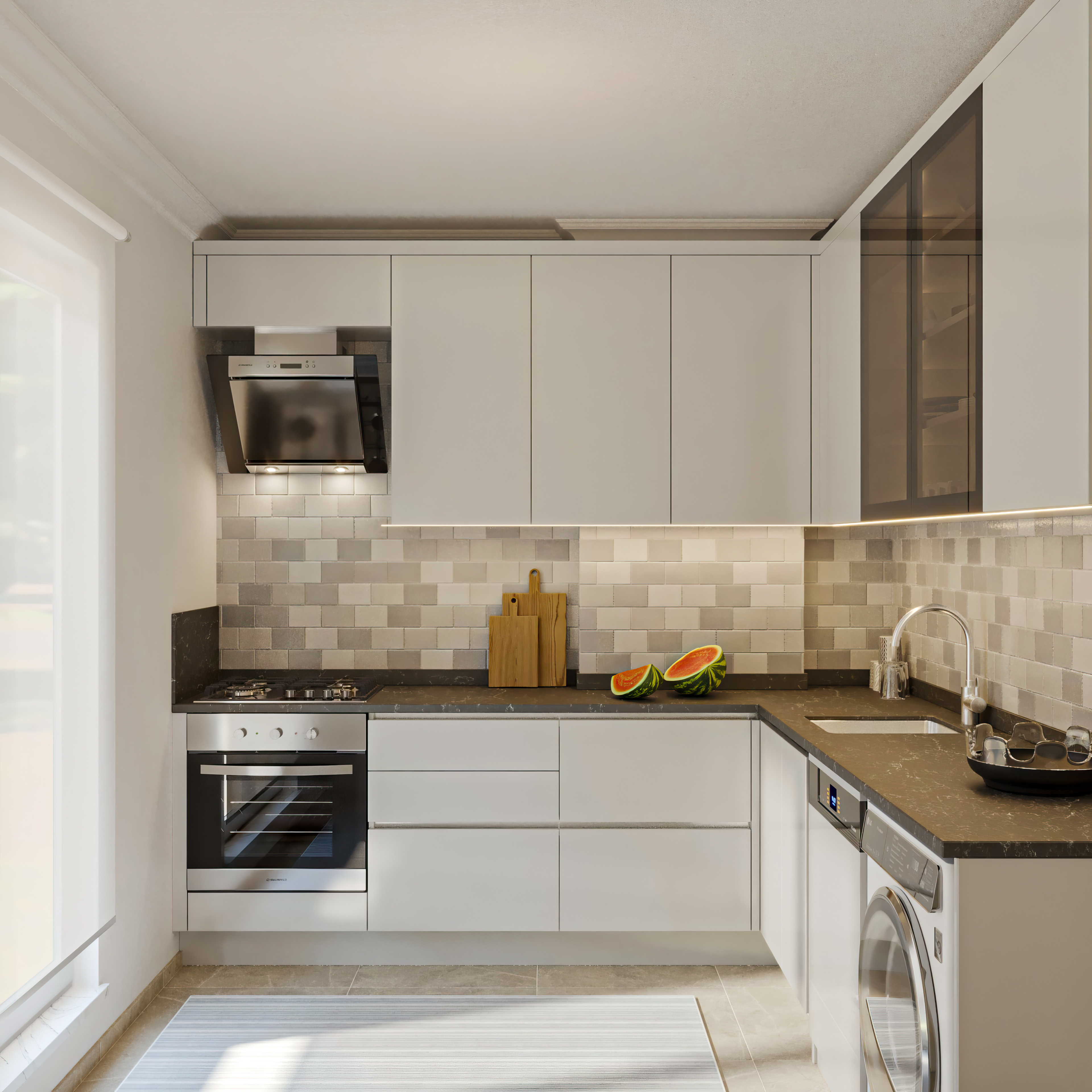 Ice Grey Acrylic Kitchen Design