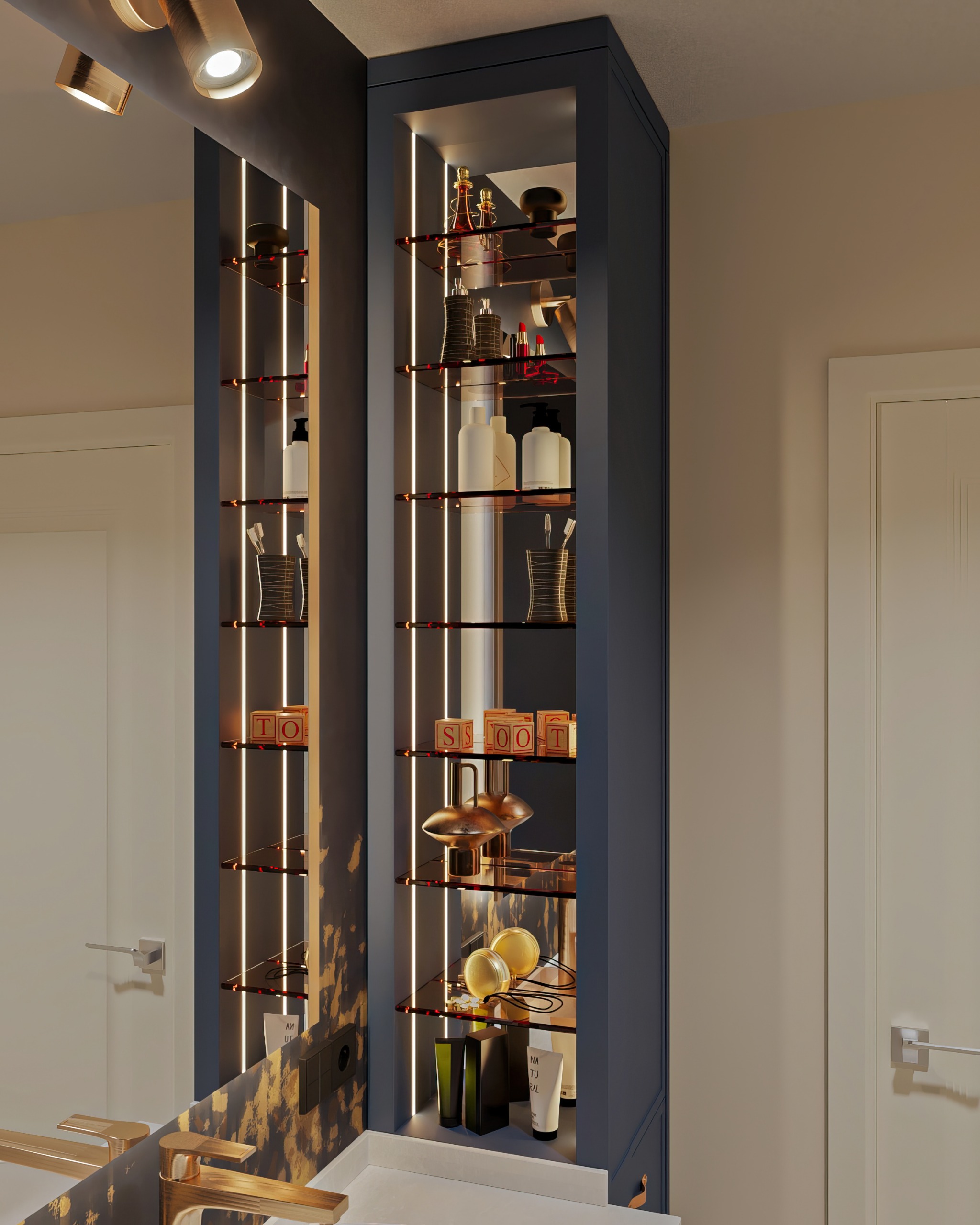 Dark Blue Country Bathroom