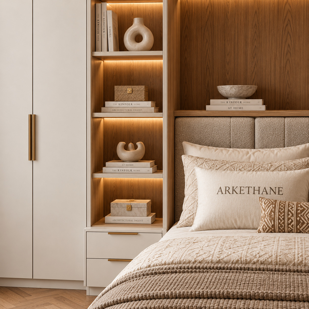 Modern Over-Bed Wardrobe Design | Bridging Storage Cabinets